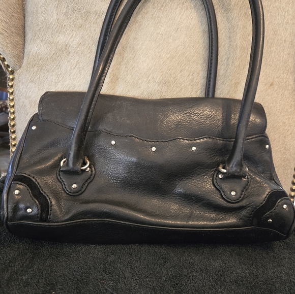 Michael Kors vintage black leather and suede turn lock big zip pocket inside - Picture 4 of 11